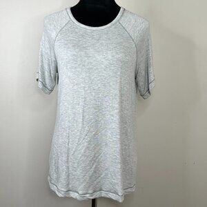 Lou & Grey Signaturesoft Gray  Scoop Neck Short Sleeve T-Shirt with Back Split